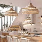 Boho Hand-Woven Rattan Pendant Light