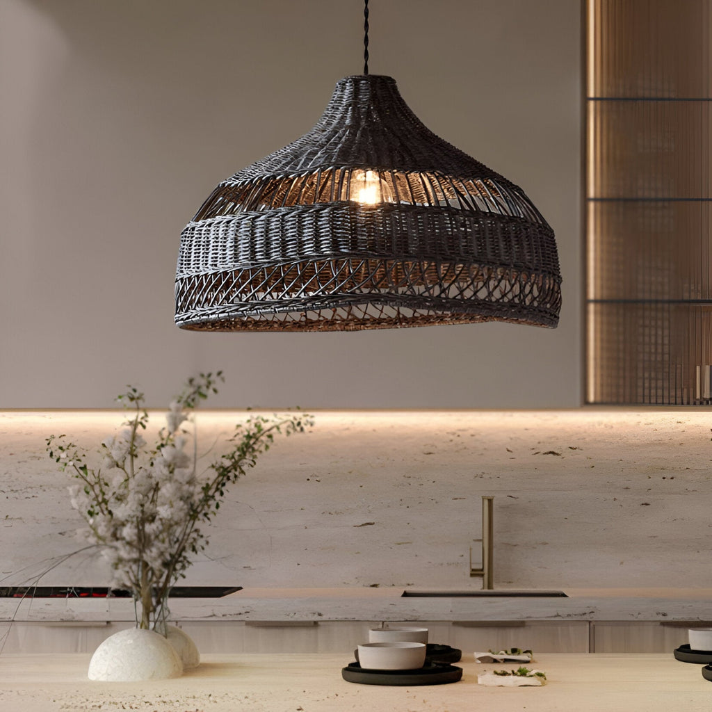Boho Hand-Woven Rattan Pendant Light
