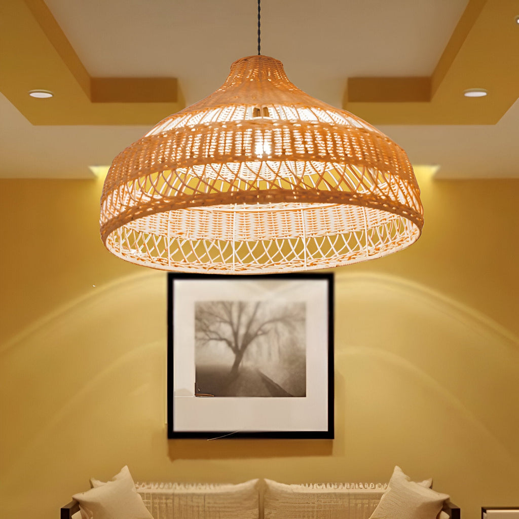 Boho Hand-Woven Rattan Pendant Light
