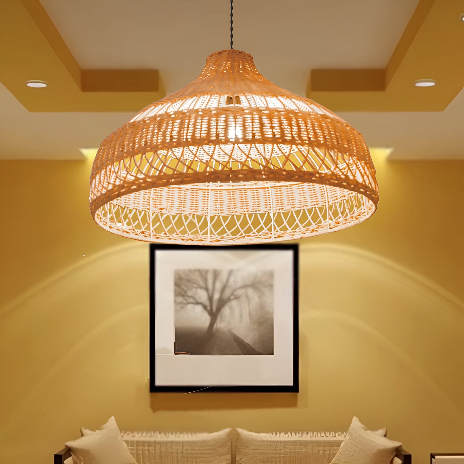 Boho Hand-Woven Rattan Pendant Light