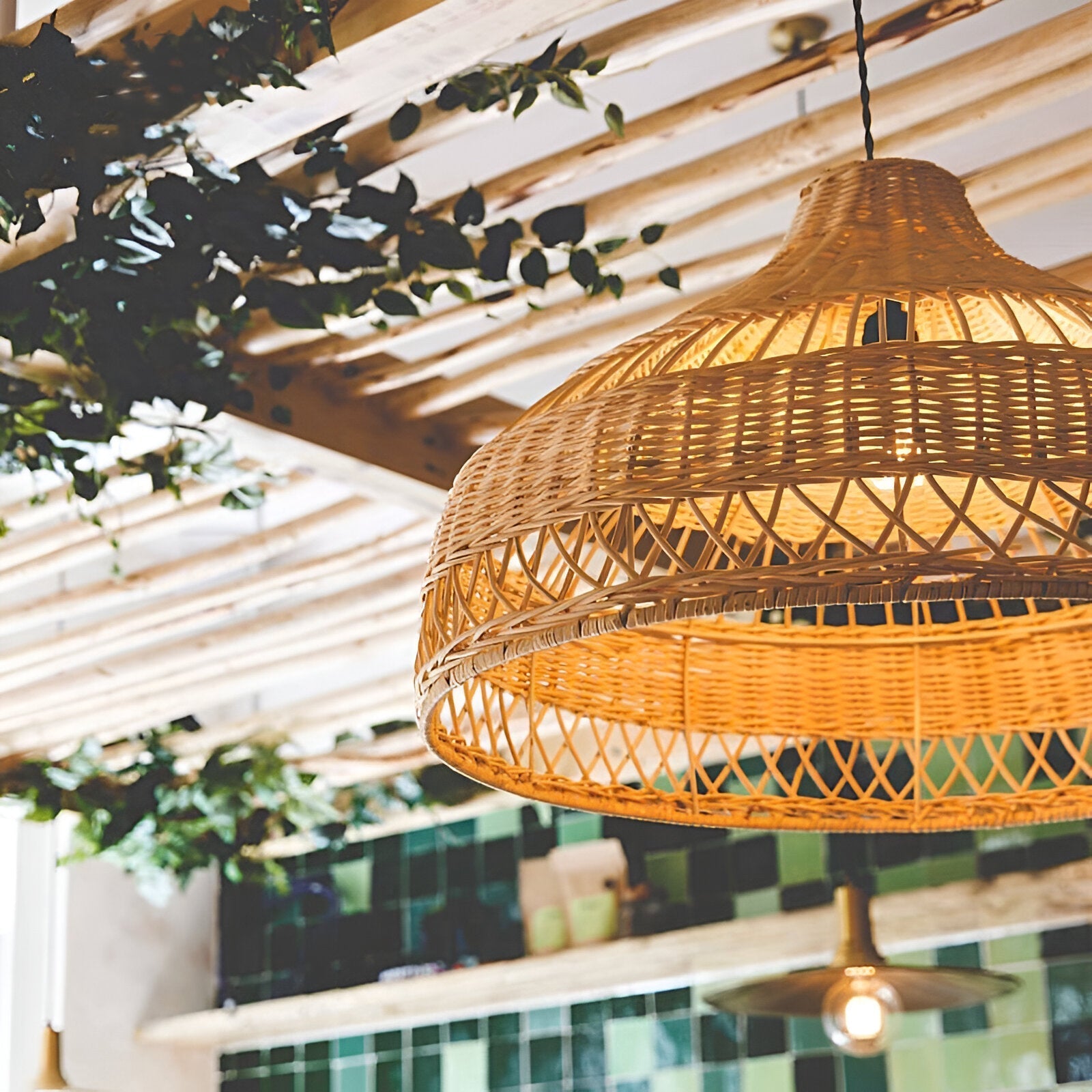 Boho Hand-Woven Rattan Pendant Light