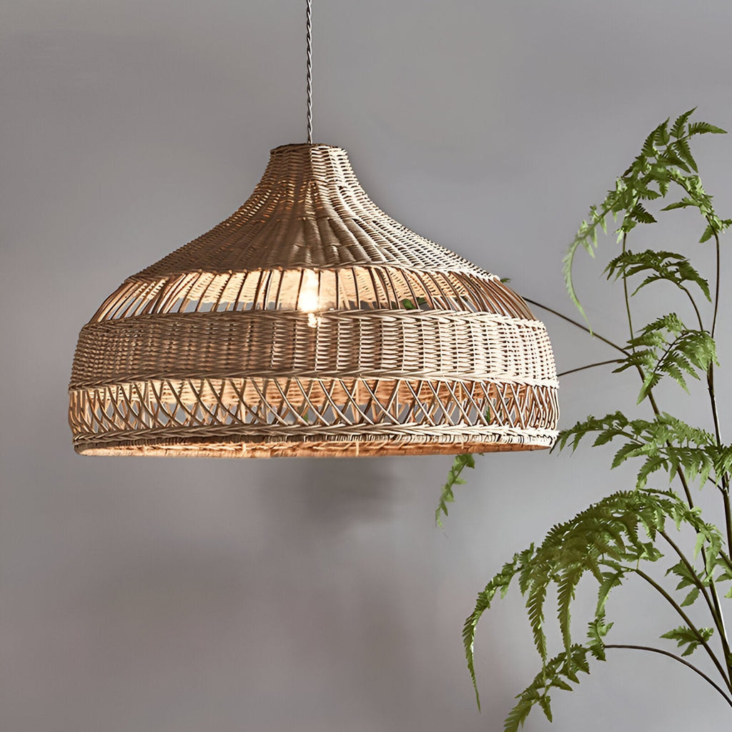 Boho Hand-Woven Rattan Pendant Light