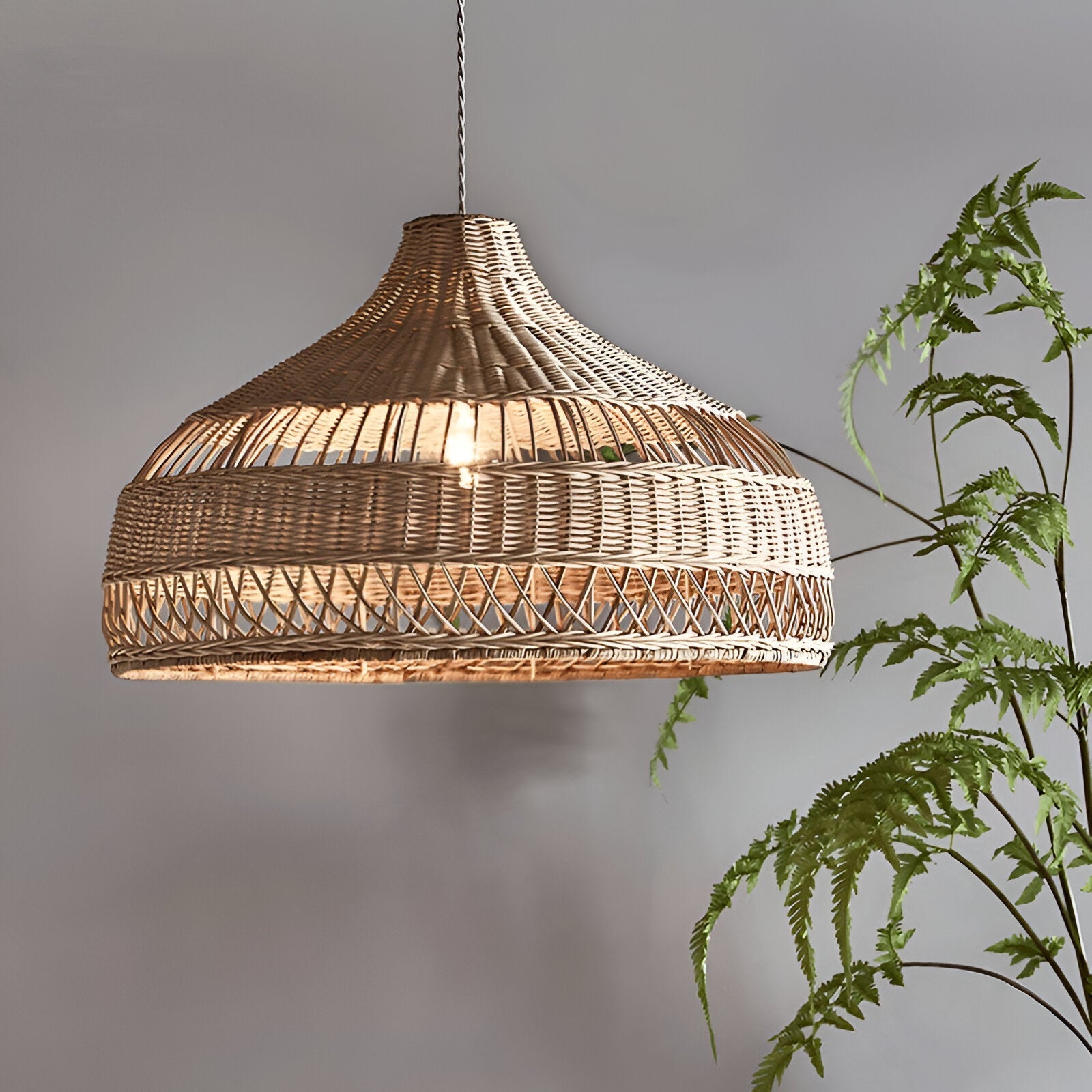 Boho Hand-Woven Rattan Pendant Light