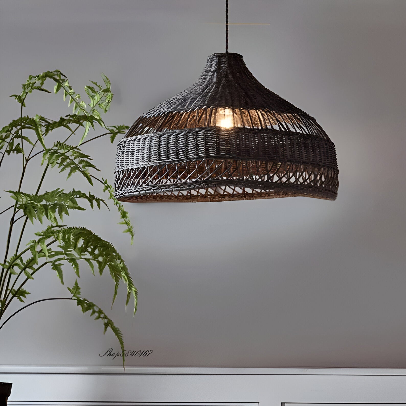 Boho Hand-Woven Rattan Pendant Light