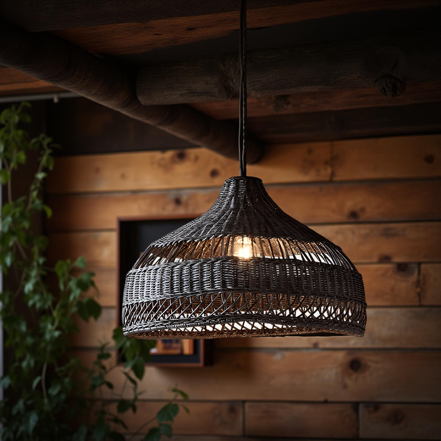 Boho Hand-Woven Rattan Pendant Light
