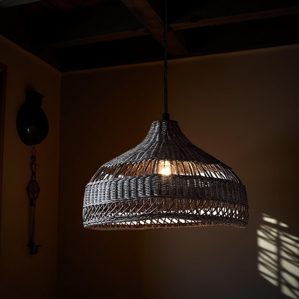 Boho Hand-Woven Rattan Pendant Light