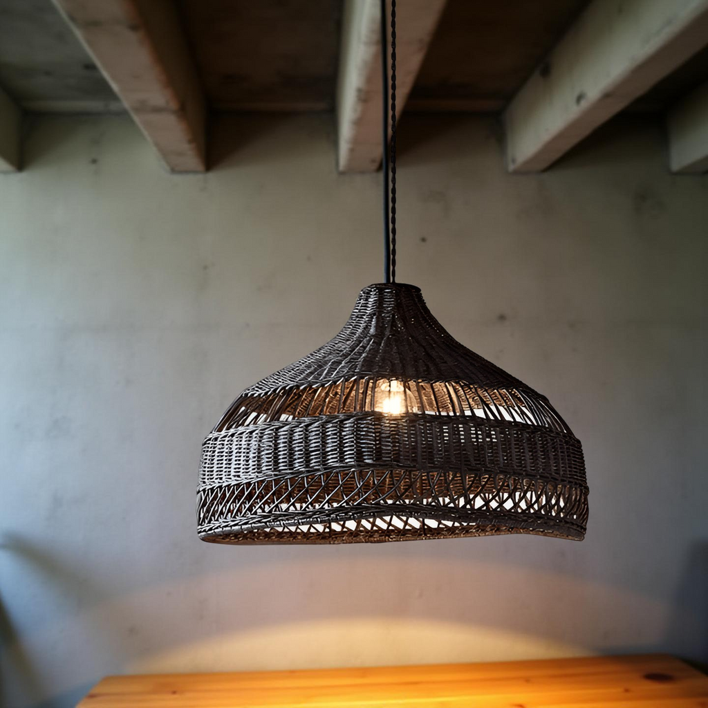 Boho Hand-Woven Rattan Pendant Light