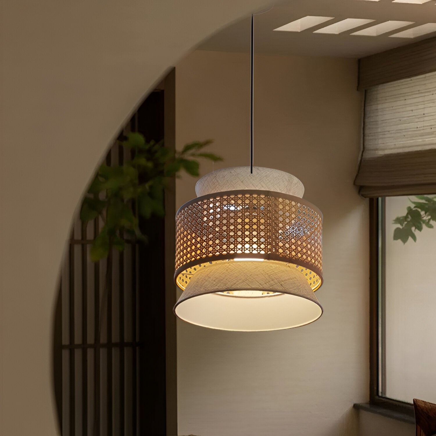 Boho Handwoven Bamboo Pendant Light