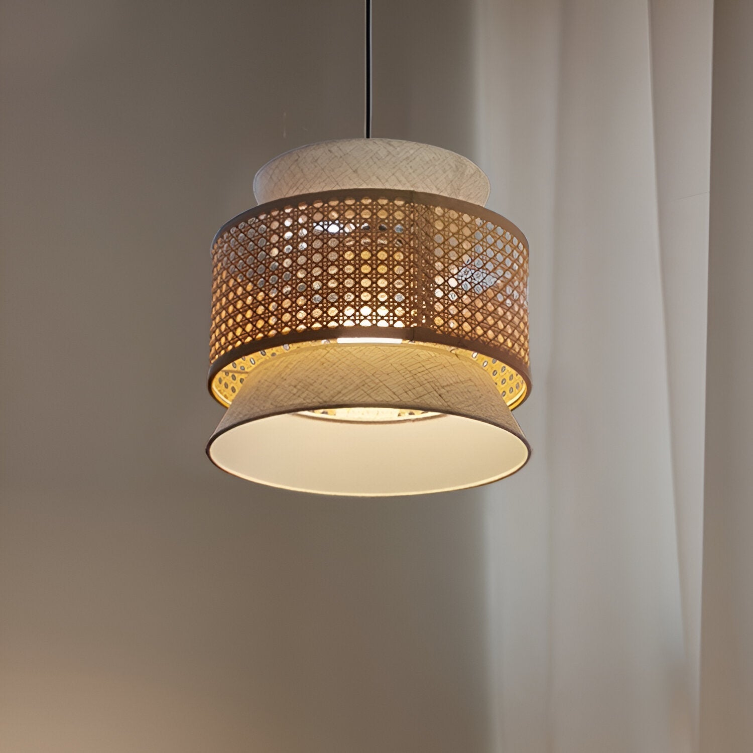 Boho Handwoven Bamboo Pendant Light