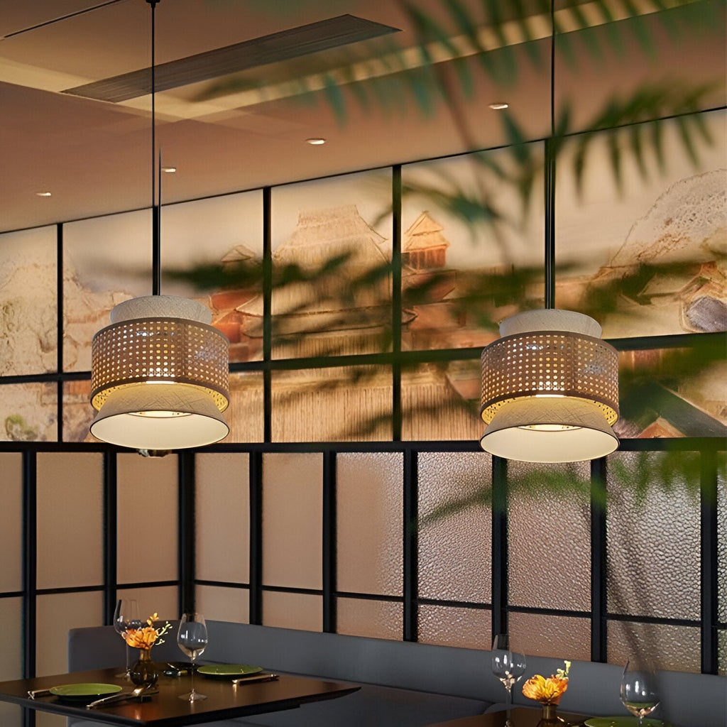 Boho Handwoven Bamboo Pendant Light