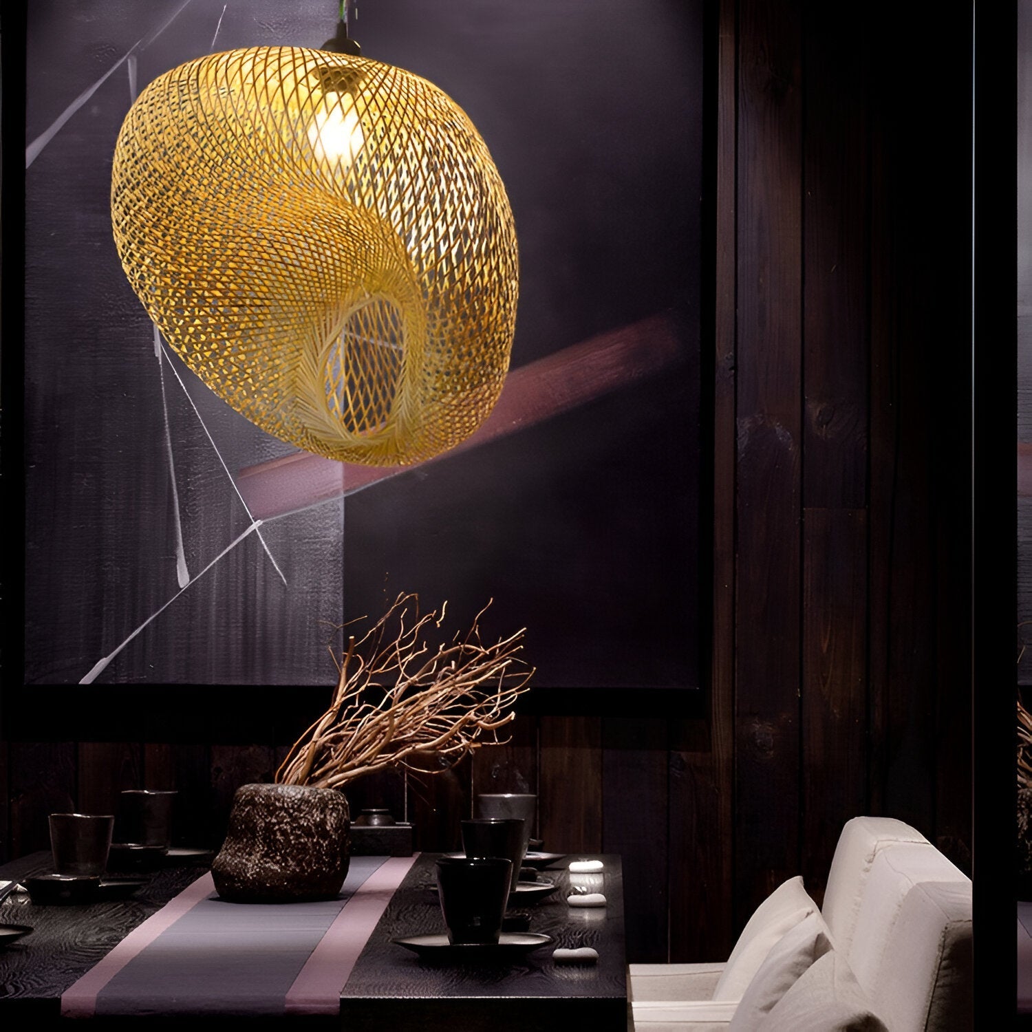 Solaya Handwoven Bamboo Pendant Light