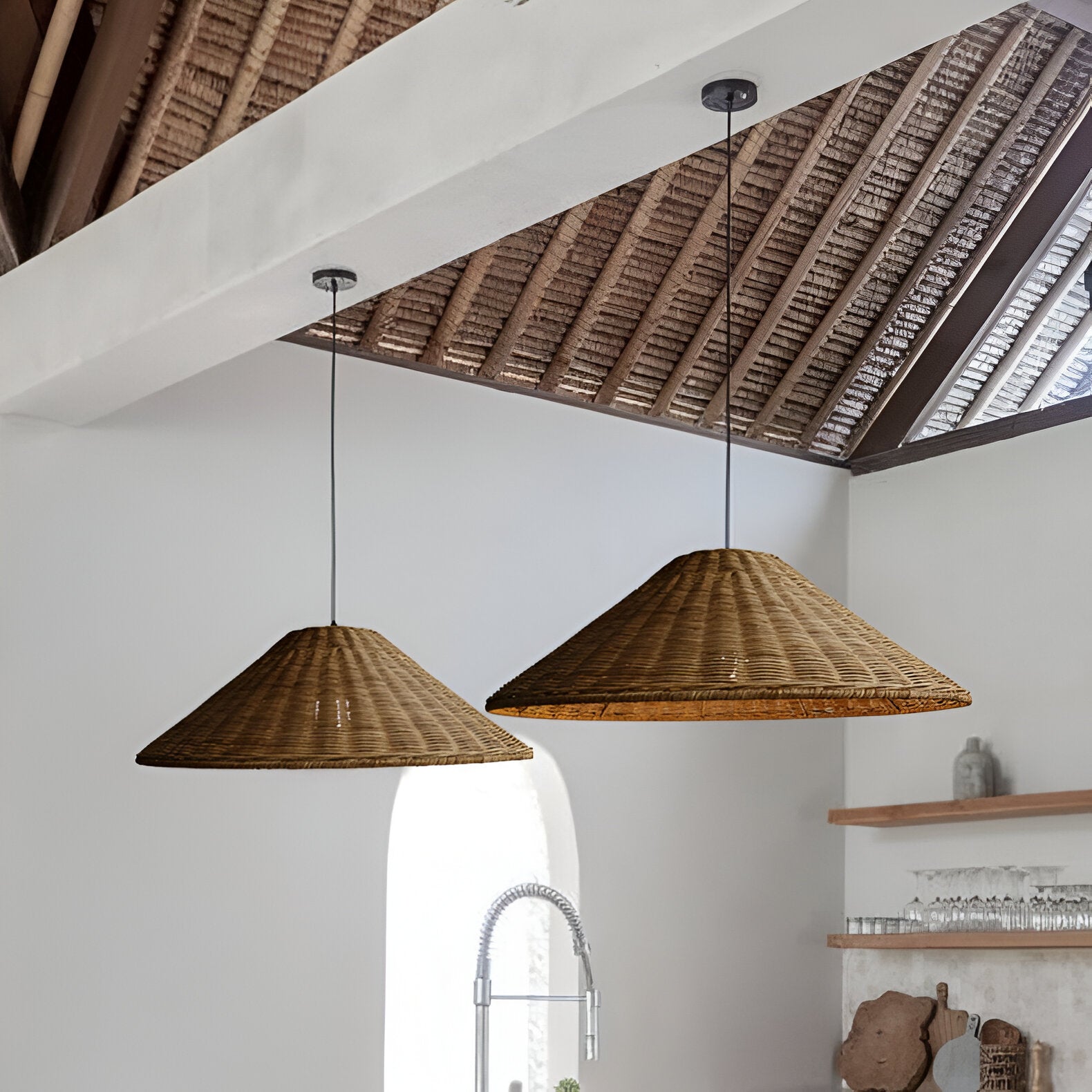 Japandi Artisan Shine Rattan Pendant Light