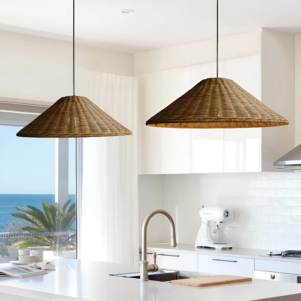 Japandi Artisan Shine Rattan Pendant Light