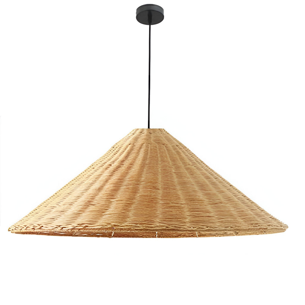 Artisan Shine Japandi rattan pendant light, natural cone shade, product view
