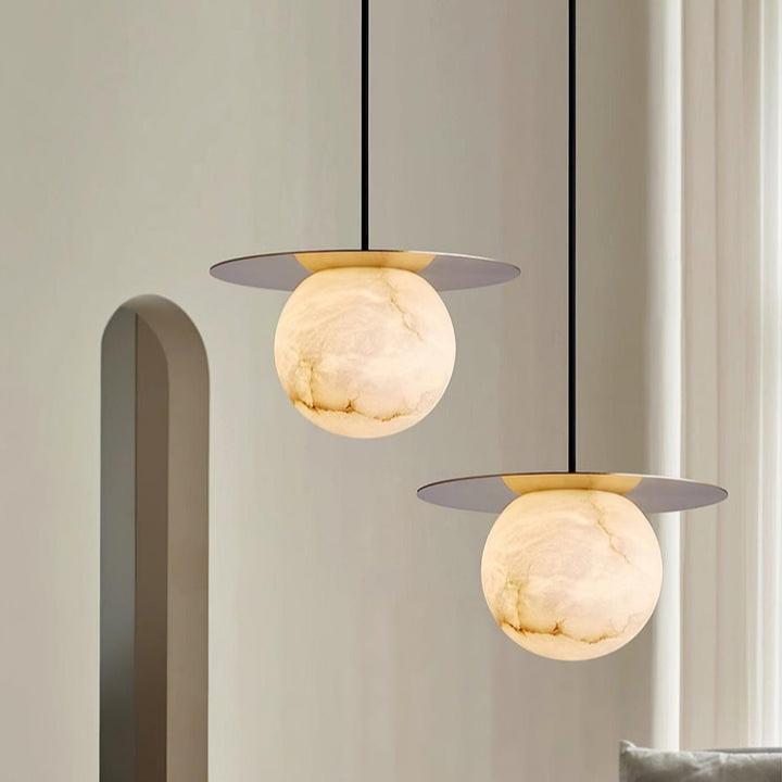 Brass and Alabaster Spherical Light