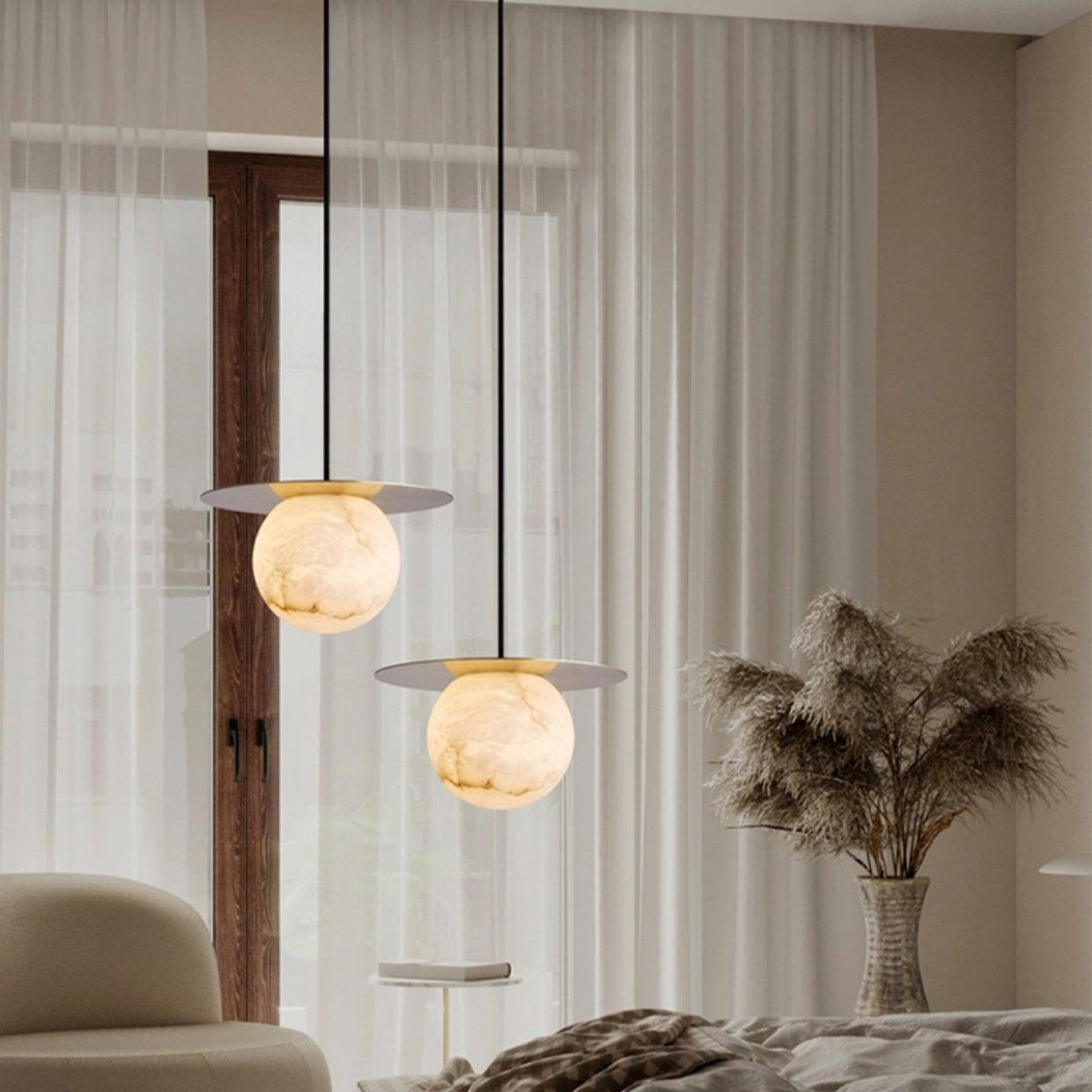 Brass and Alabaster Spherical Light