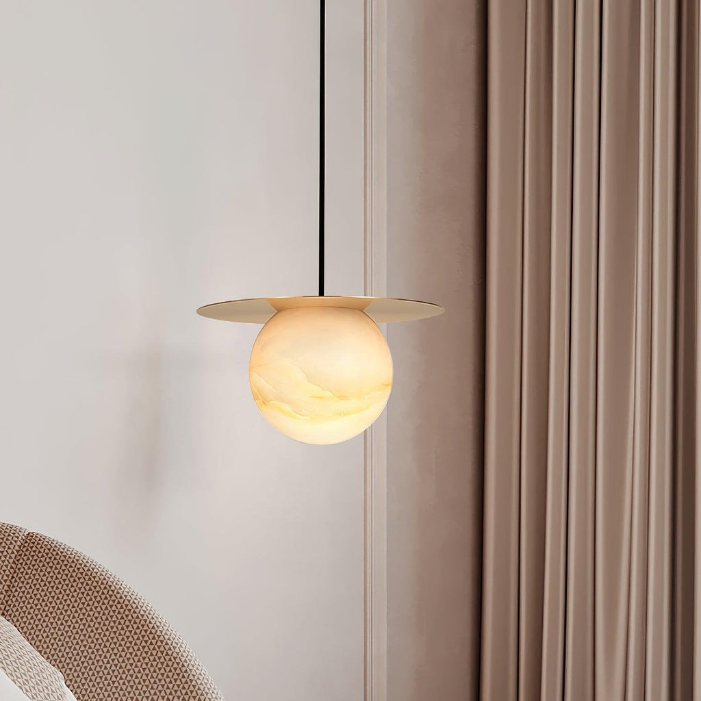 Brass and Alabaster Spherical Light