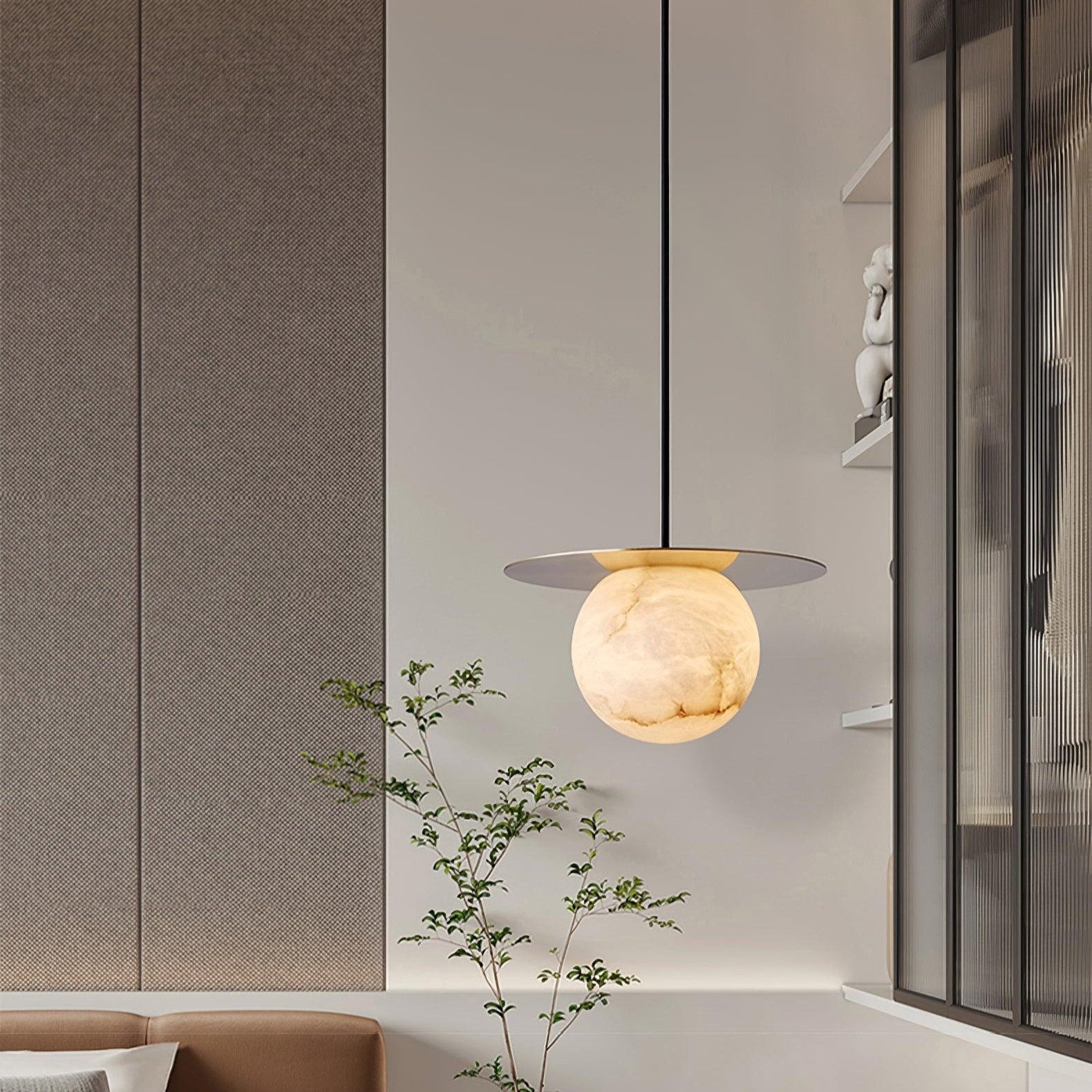 Brass and Alabaster Spherical Light