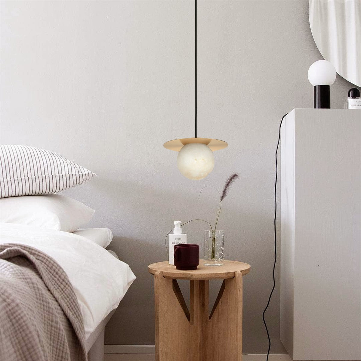 Brass and Alabaster Spherical Light