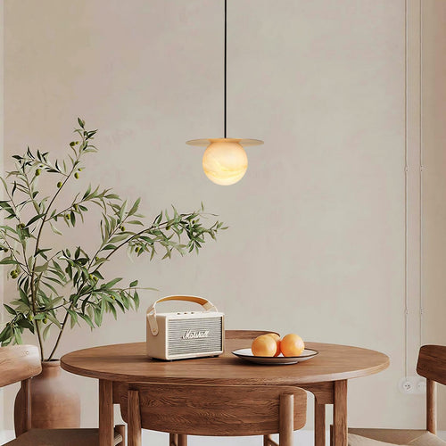 Brass and Alabaster Spherical Light