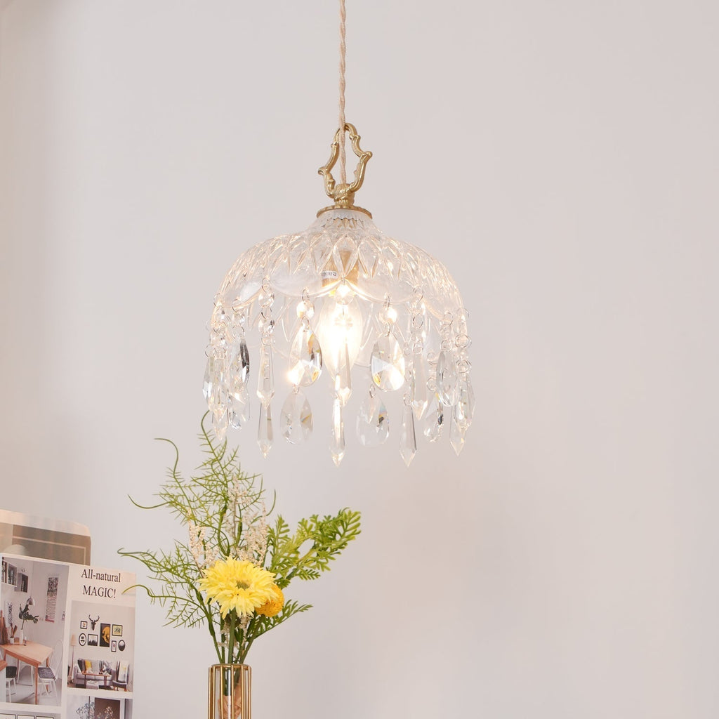 Celestial Glow Retro Brass Glass Pendant Light