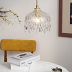 Celestial Glow Retro Brass Glass Pendant Light