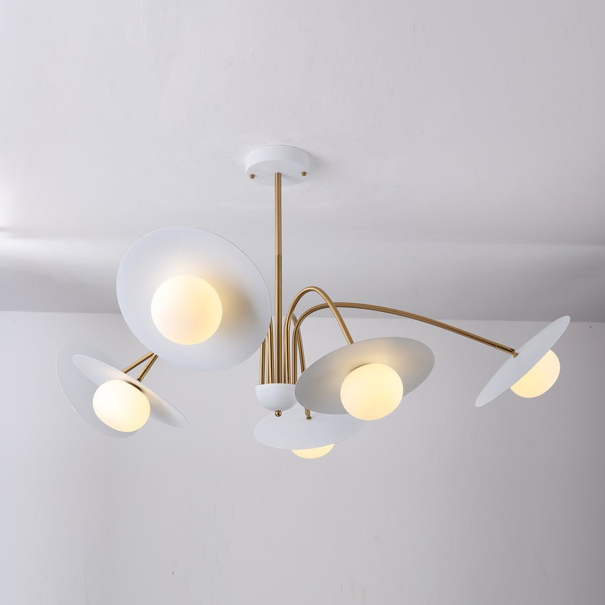 Marais Art Deco Glass and Metal Chandelier