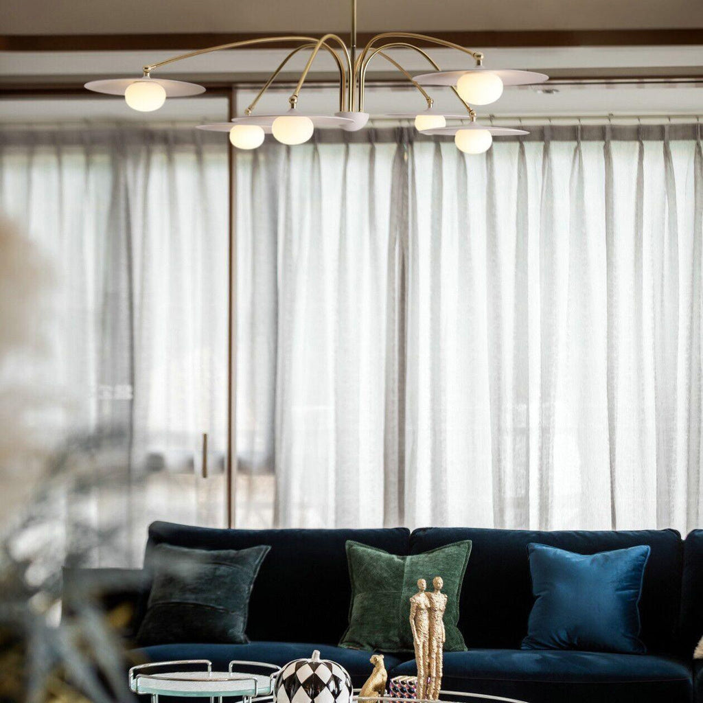 Marais Art Deco Glass and Metal Chandelier