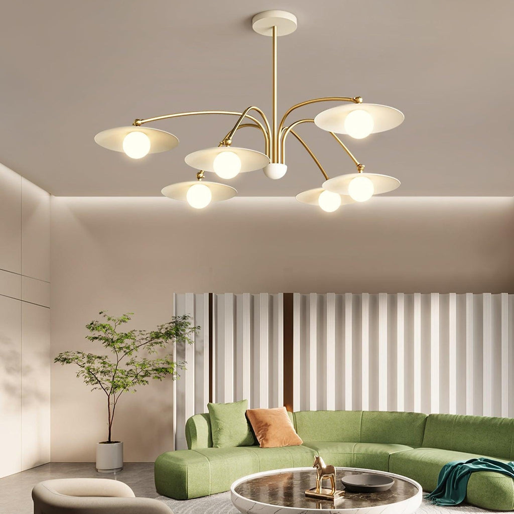 Marais Art Deco Glass and Metal Chandelier