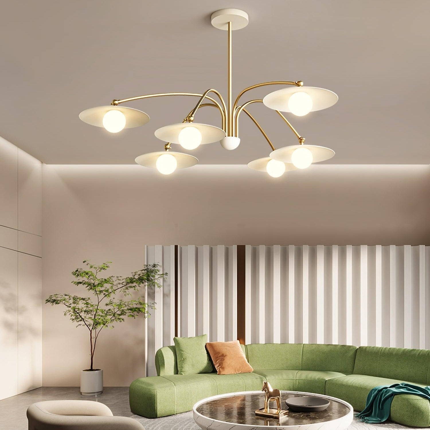 Marais Art Deco Glass and Metal Chandelier
