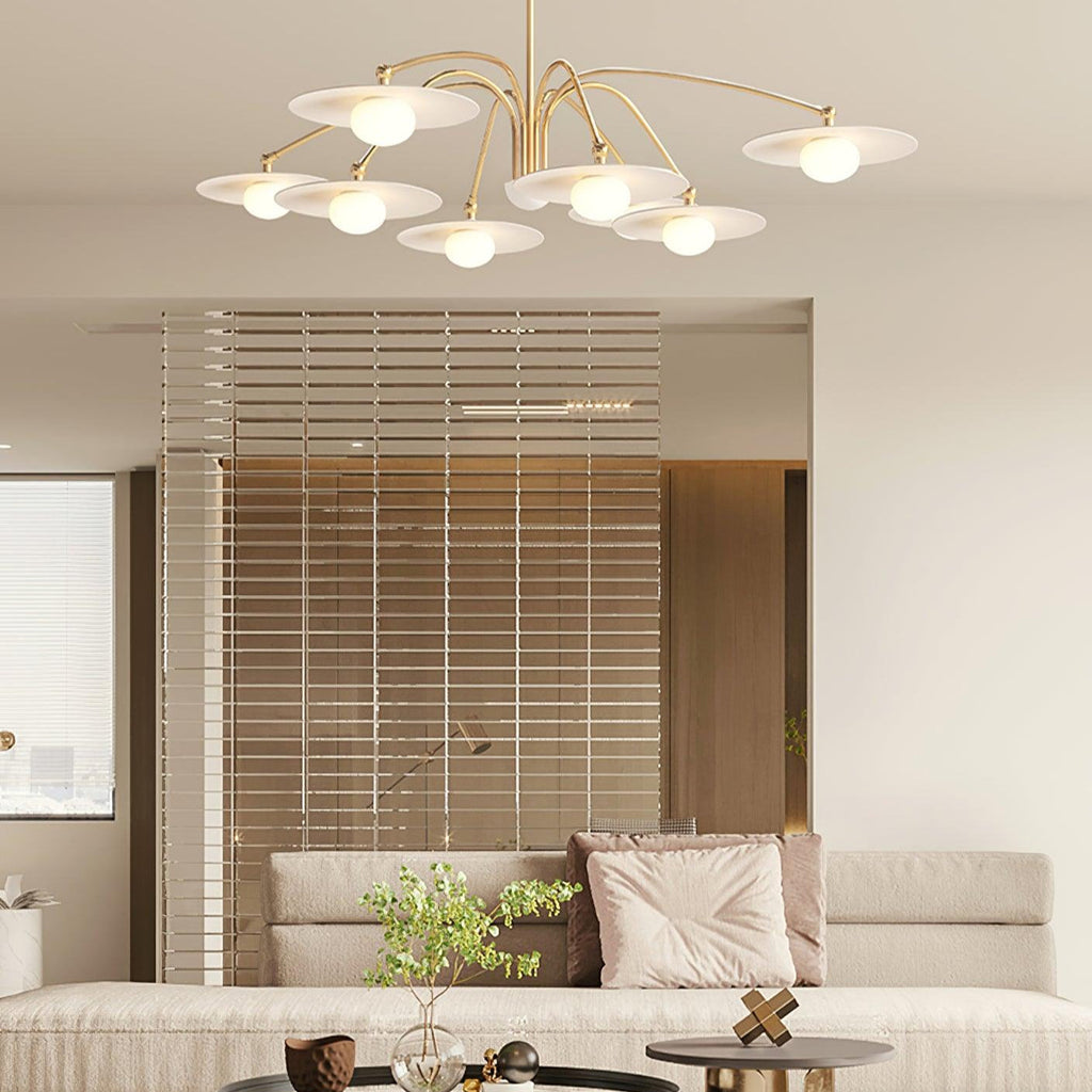 Marais Art Deco Glass and Metal Chandelier