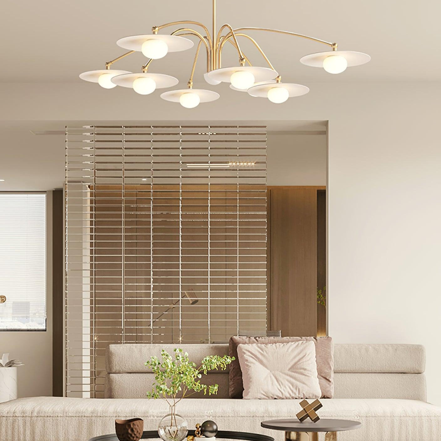 Marais Art Deco Glass and Metal Chandelier