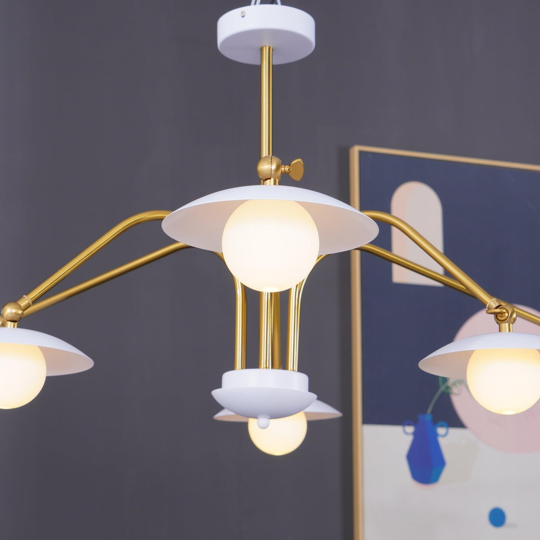 Marais Art Deco Glass and Metal Chandelier