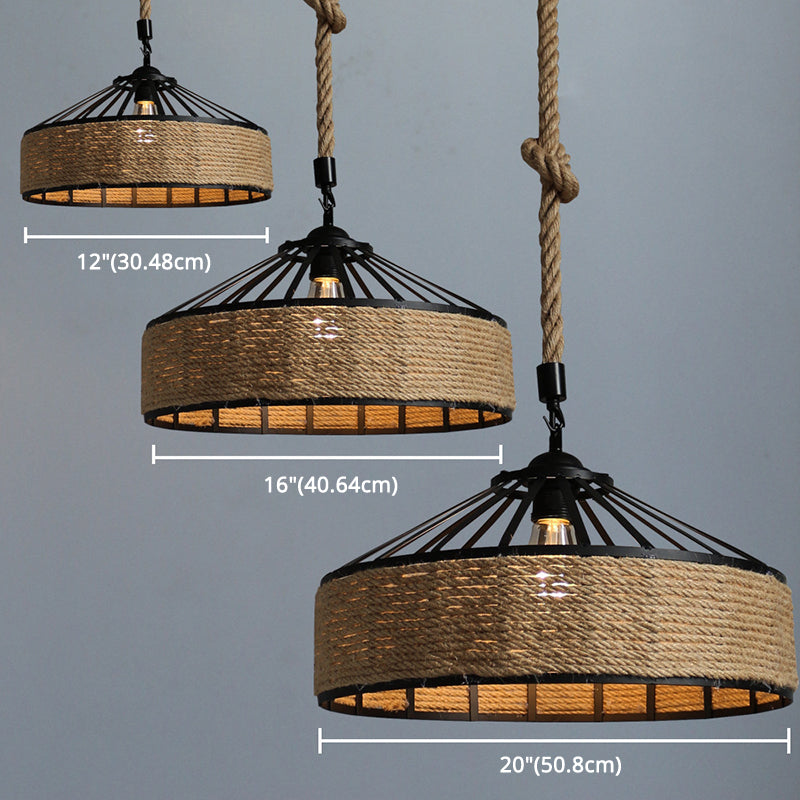 Classic Hemp Rope Rustic Iron Pendant Light