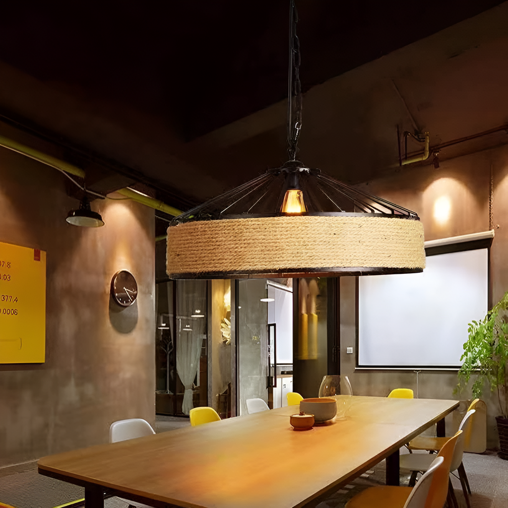 Classic Hemp Rope Rustic Iron Pendant Light