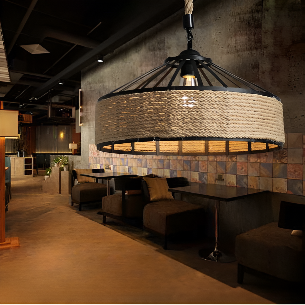 Classic Hemp Rope Rustic Iron Pendant Light