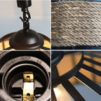 Classic Hemp Rope Rustic Iron Pendant Light