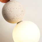 Elegant Glow Cream Stone Bedside Pendant Light