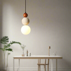 Elegant Glow Cream Stone Bedside Pendant Light