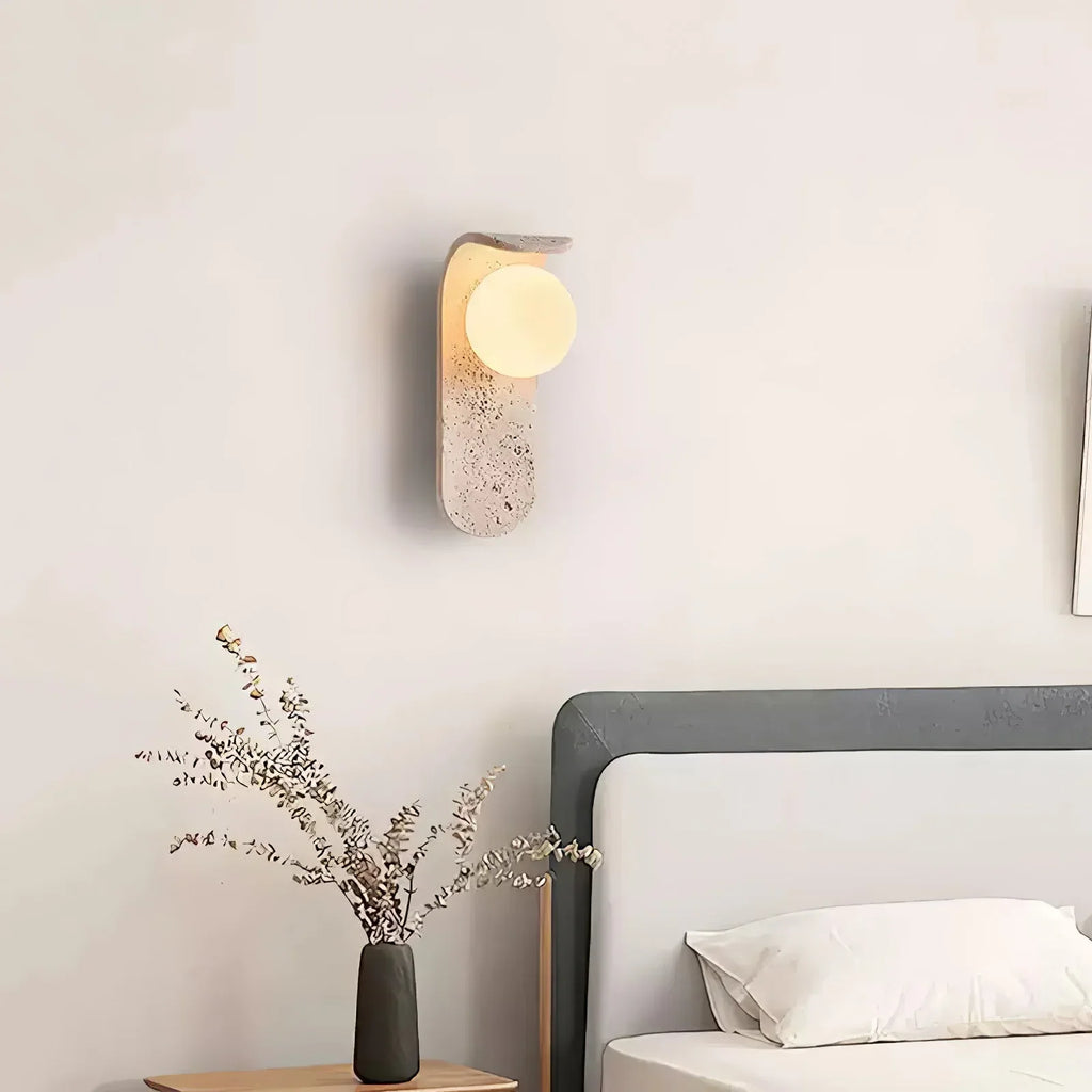 Curve Solstice Minimalist Travertine Wall Light