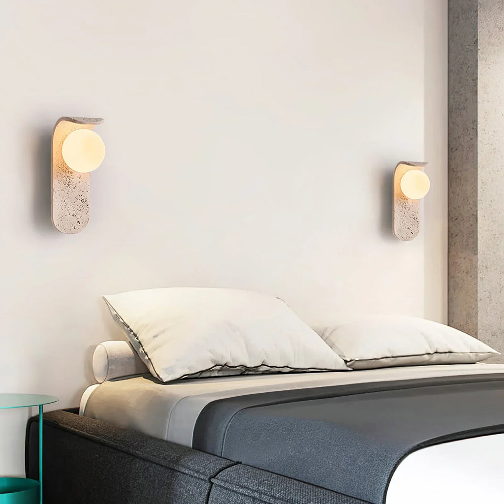 Curve Solstice Minimalist Travertine Wall Light