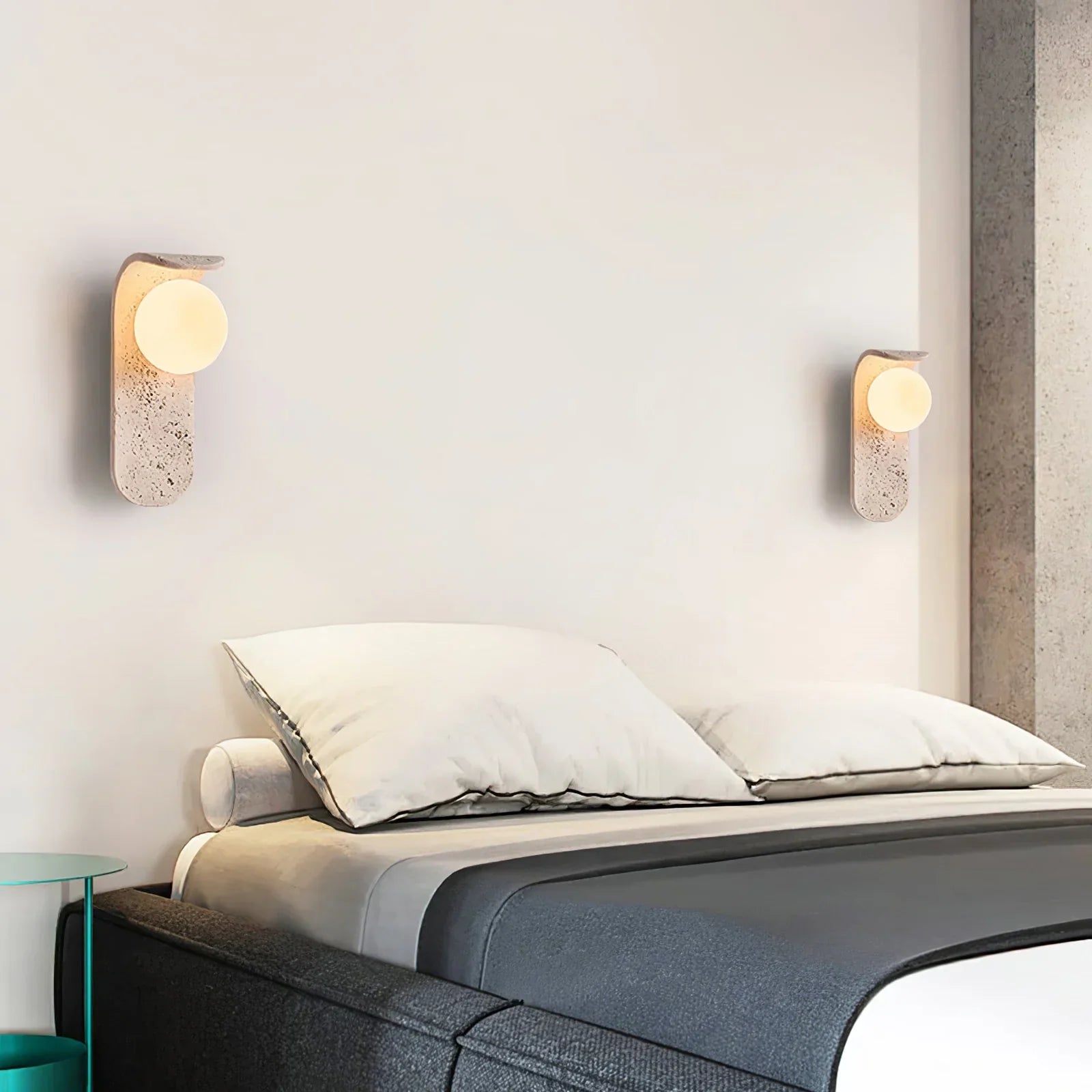 Curve Solstice Minimalist Travertine Wall Light