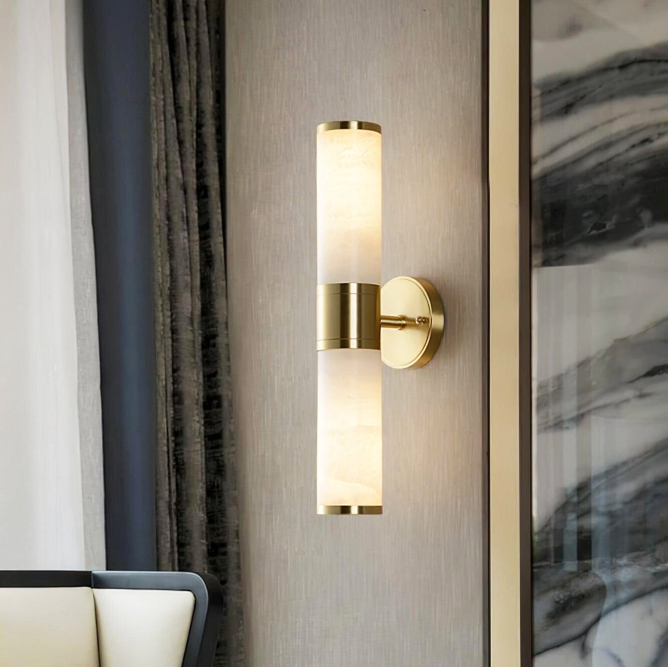 The Callum Marble and Cast Iron Modern Wall Sconce