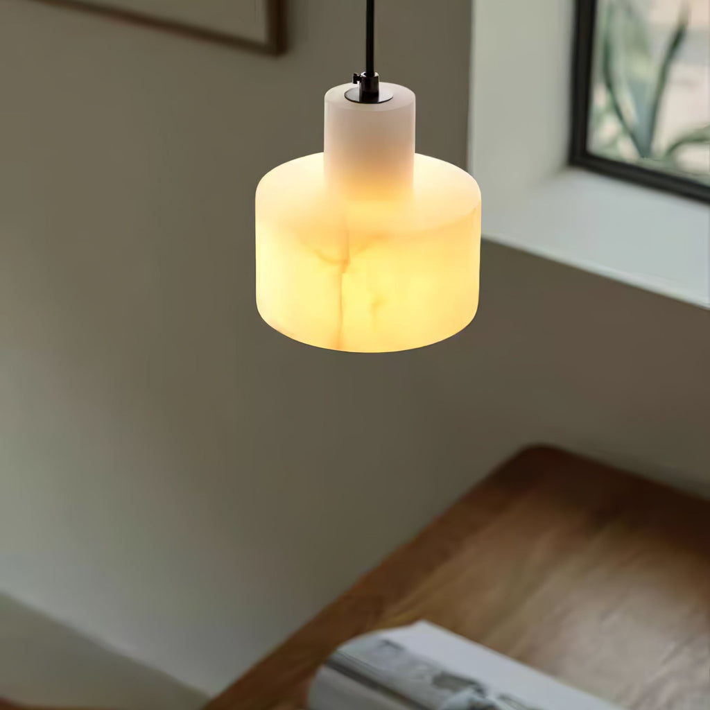 Nordic Cylindrical Alabaster Pendant Light