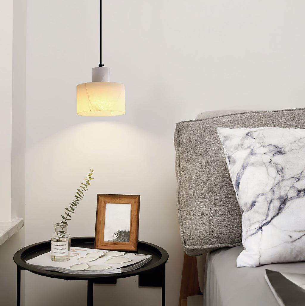 Nordic Cylindrical Alabaster Pendant Light
