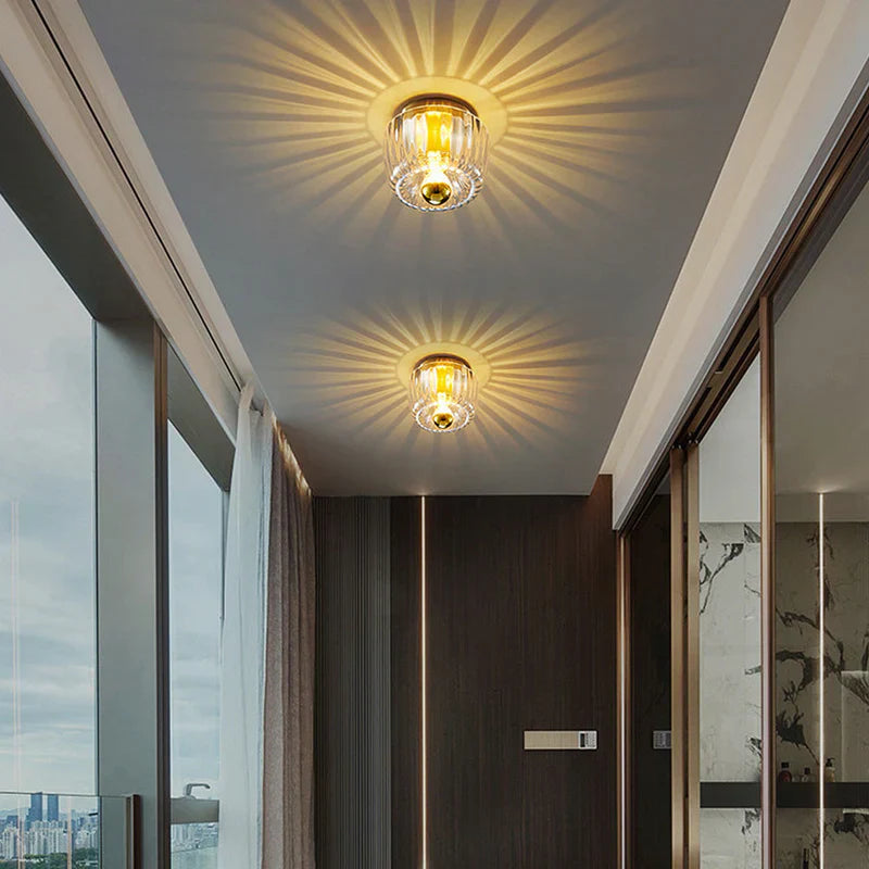 Clara Rays Contemporary Brass Glass Ceiling Light