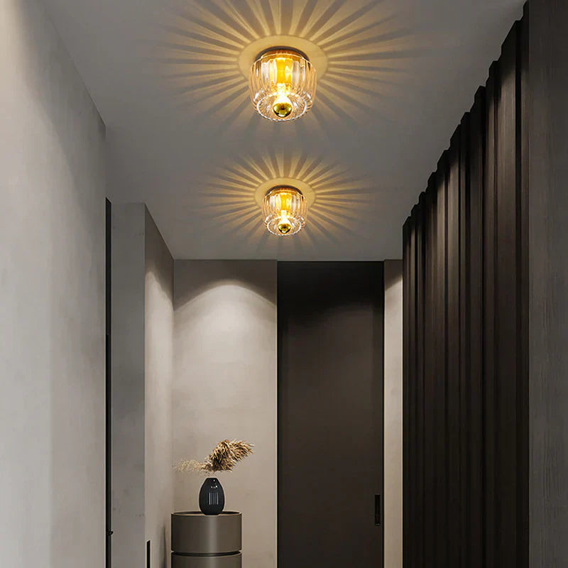 Clara Rays Contemporary Brass Glass Ceiling Light