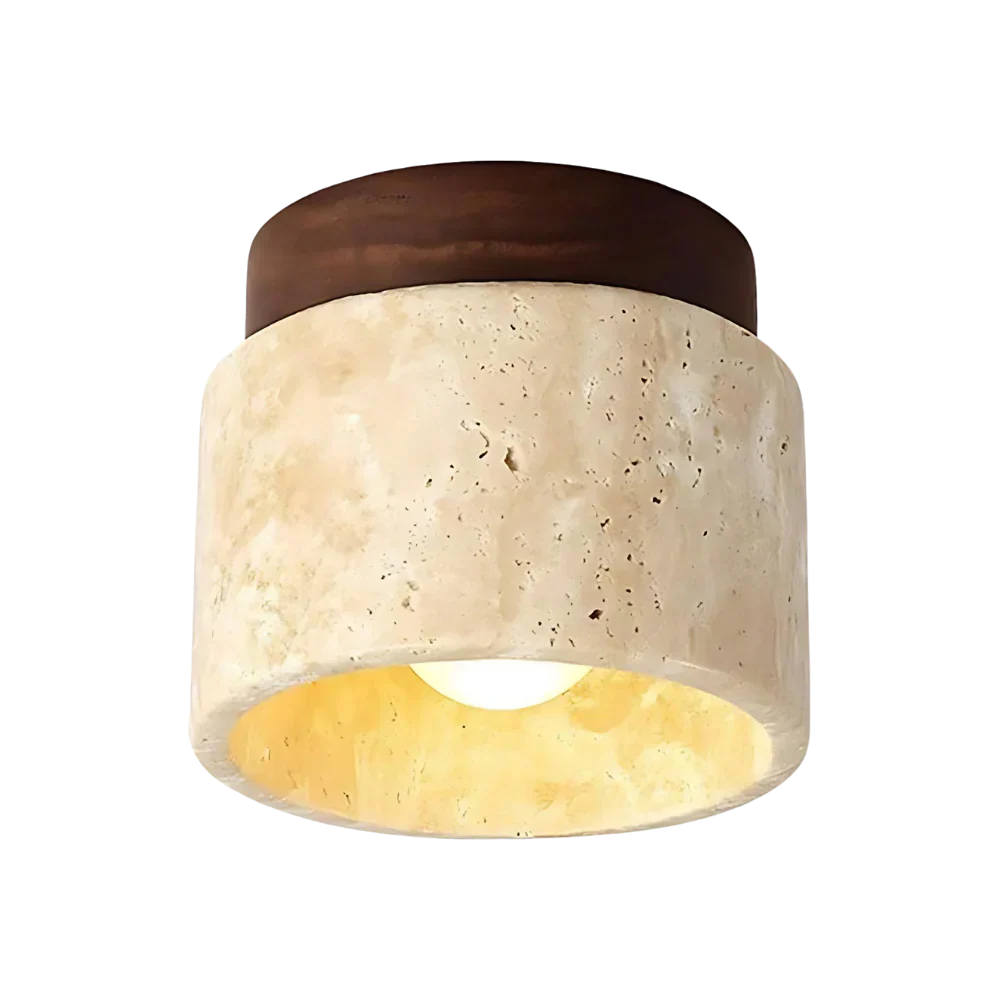 The Yellow Stone Japandi Travertine Ceiling Light