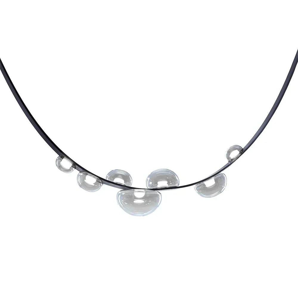 Dew Drops Nordics Glass Leather Linear Chandelier