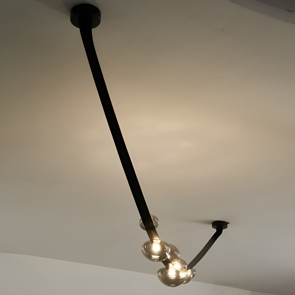 Dew Drops Nordics Glass Leather Linear Chandelier